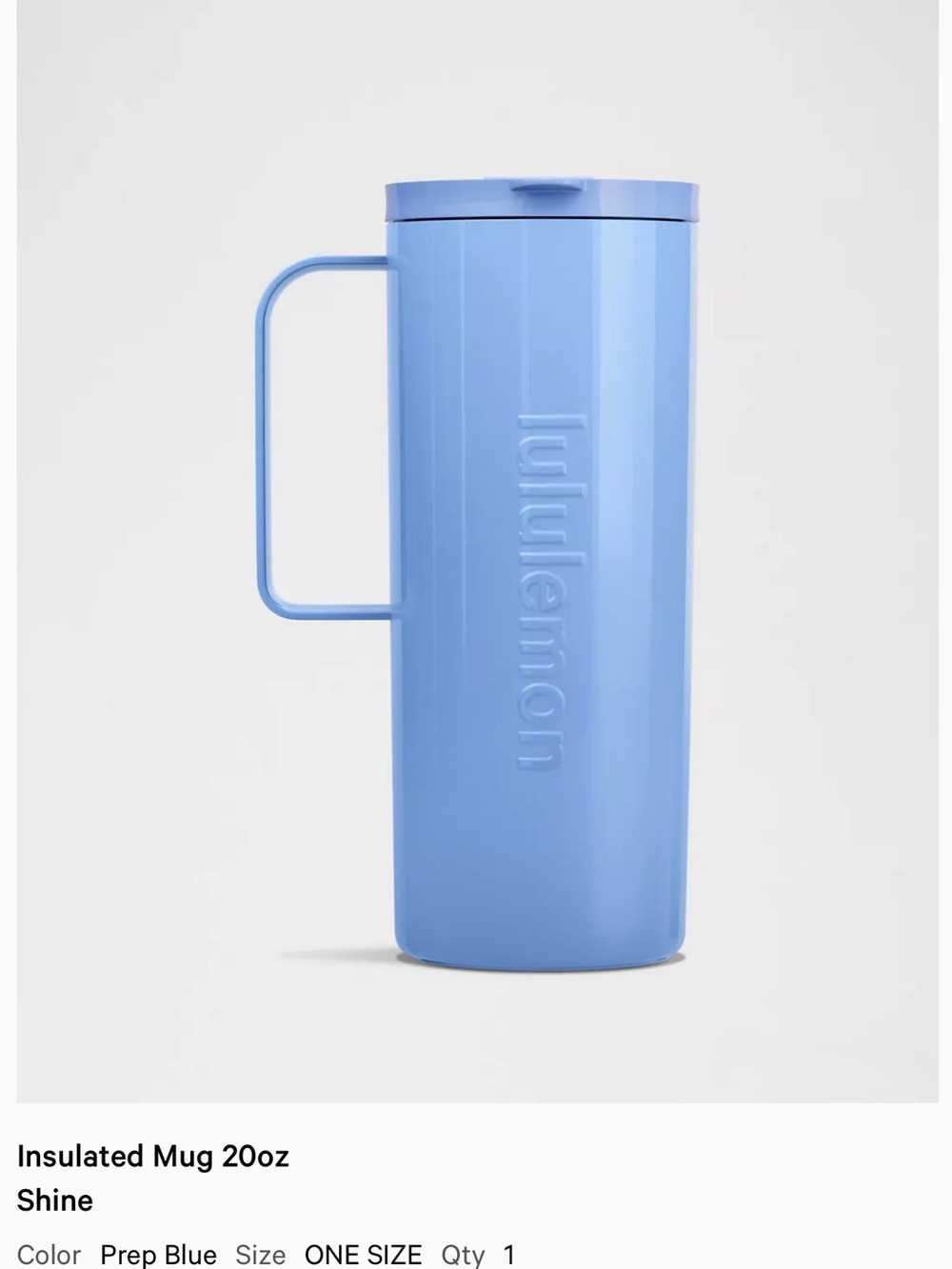 NWT lululemon Insulated Mug 20 oz Shine Hot Cold Flip Top leakproof Prep Blue